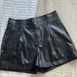 Black Leather Women's Shorts
